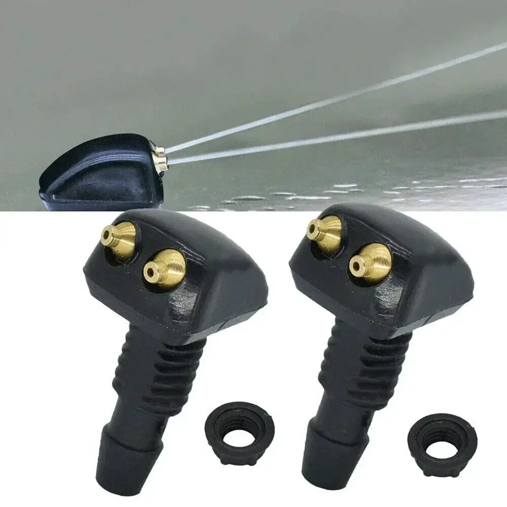 Two Pack Car Windshield Wiper Washer Spray Nozzles Dual Hole Fits Most Car Models Water Spray