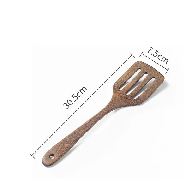 EcoWood Kitchen Utensils Set With Wooden Handles Nonstick Durable Scratch Resistant And Odor Free