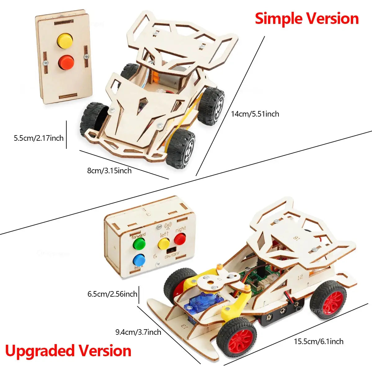 DIY Wooden Remote Control Car Kits Four Wheel Drive STEM Educational Toy For Teens And Kids Gifts