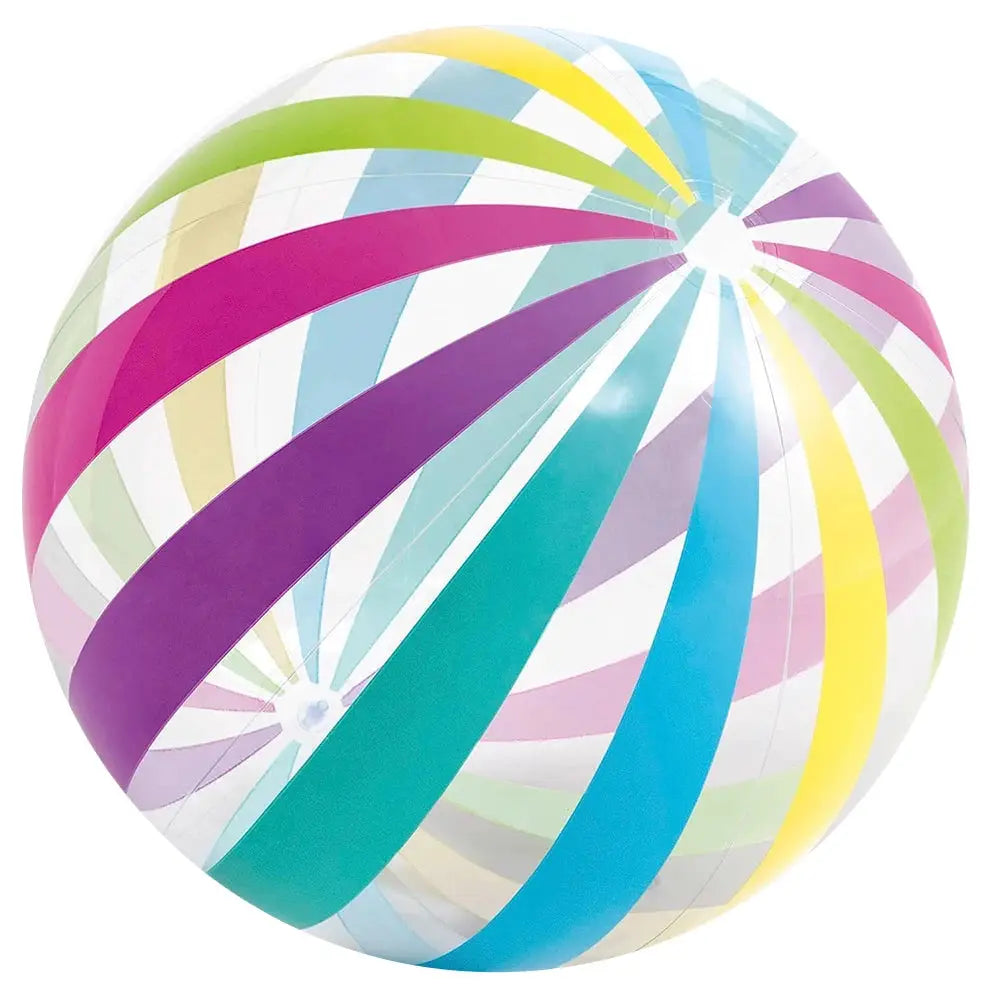 15.35 Inch Colorful Striped Transparent Inflatable Beach Ball For Beach Pool Party Games