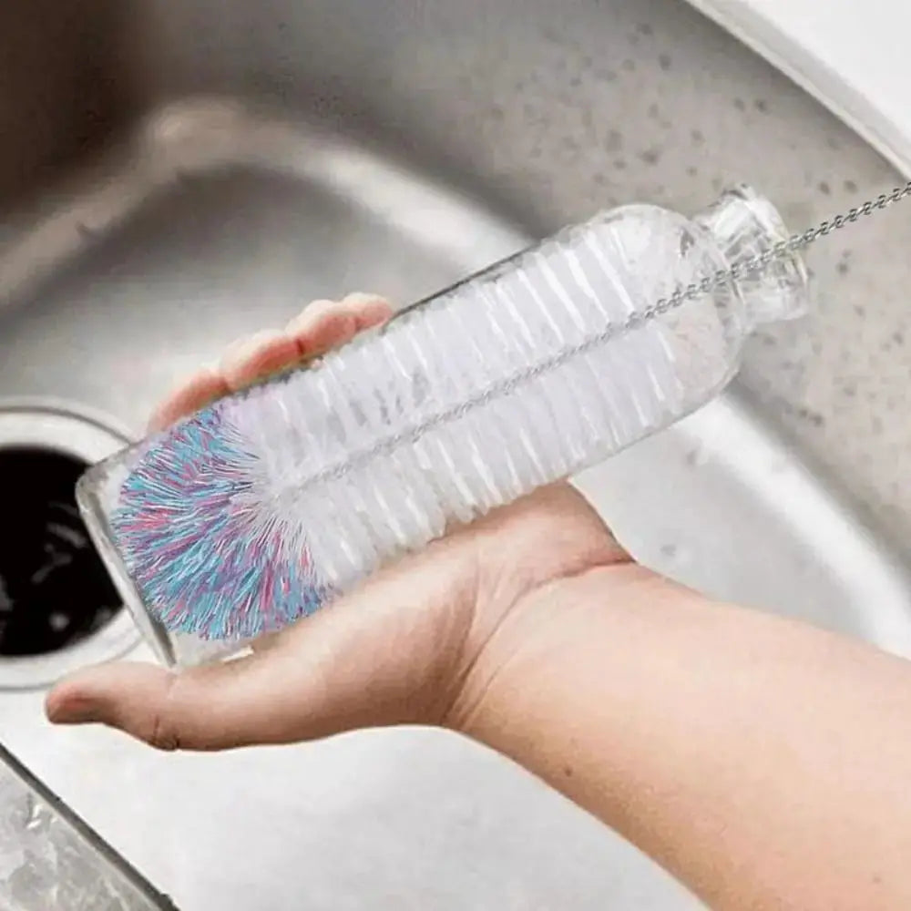 Soda Stream bottle brush with beechwood handle and colorful bristle head for glassware cleaning.