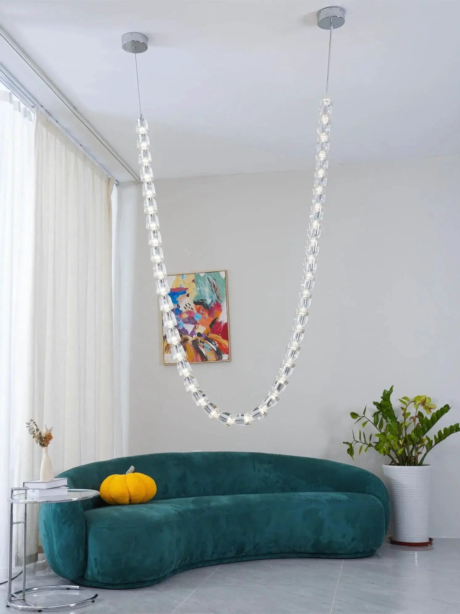 Simples Market two-strand necklace chandelier ceiling light with crystal acrylic bead strands, adjustable length