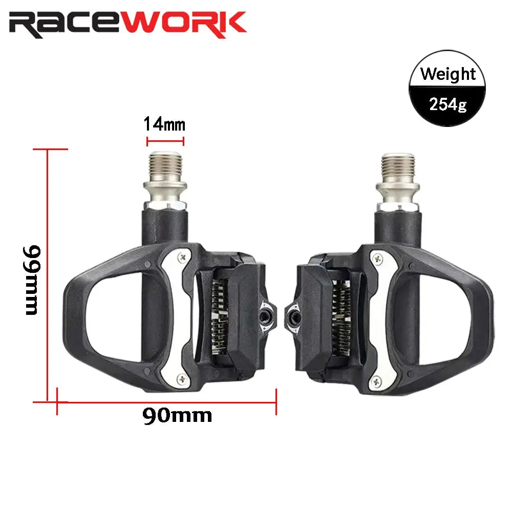 RACEWORK Road Bike Pedals Nylon Locking Clipless Pedals For SPD SL System With Locking Plate Bearing Cleats
