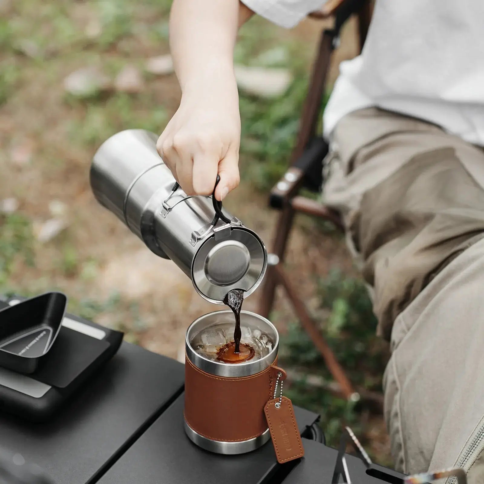 MHW3BOMBER 350ml Stainless Steel Moka Pot Espresso Maker With Foldable Handle For Camping And Travel