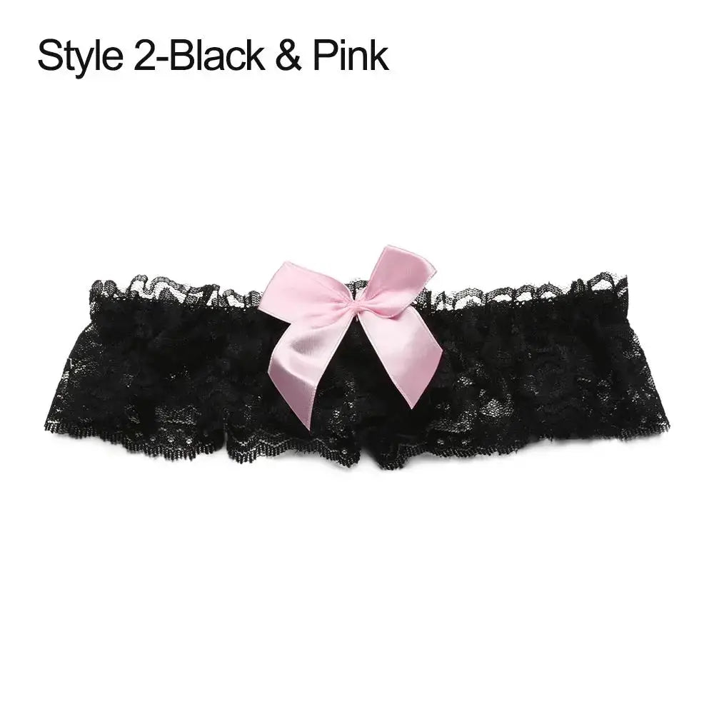 LaceLux Garter Belt Leg Ring With Elegant Elastic Polyester Lace Bowknot For Wedding And Cosplay