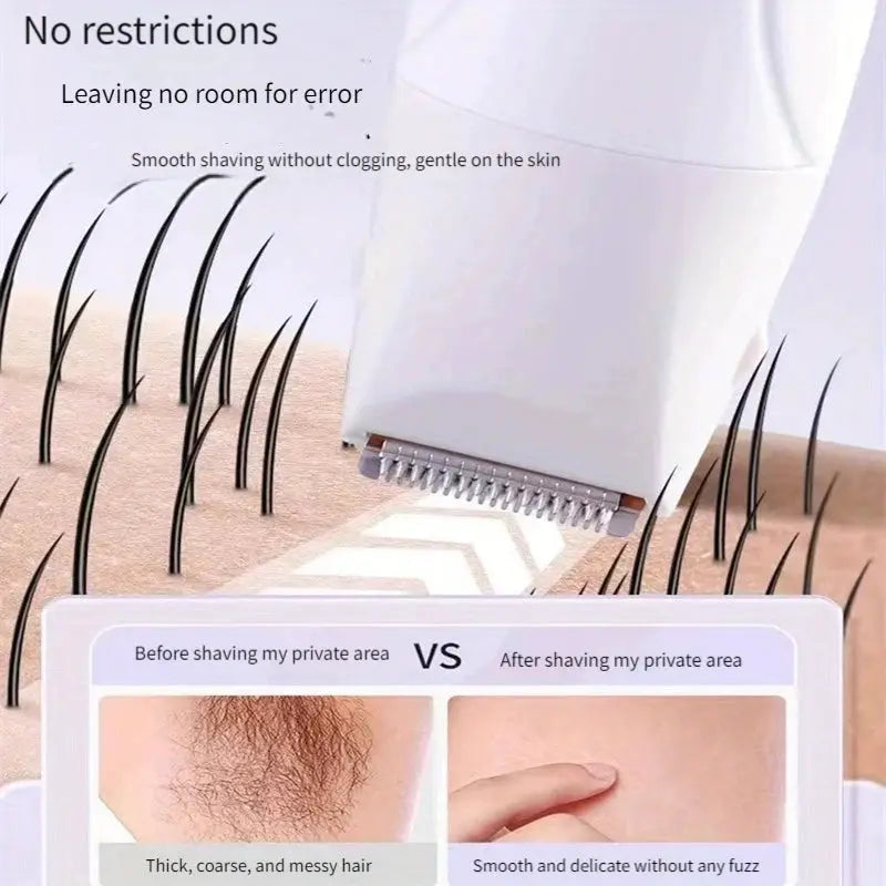 Simples Market electric waterproof women's body hair trimmer for bikini, arm, leg, and face shaving.