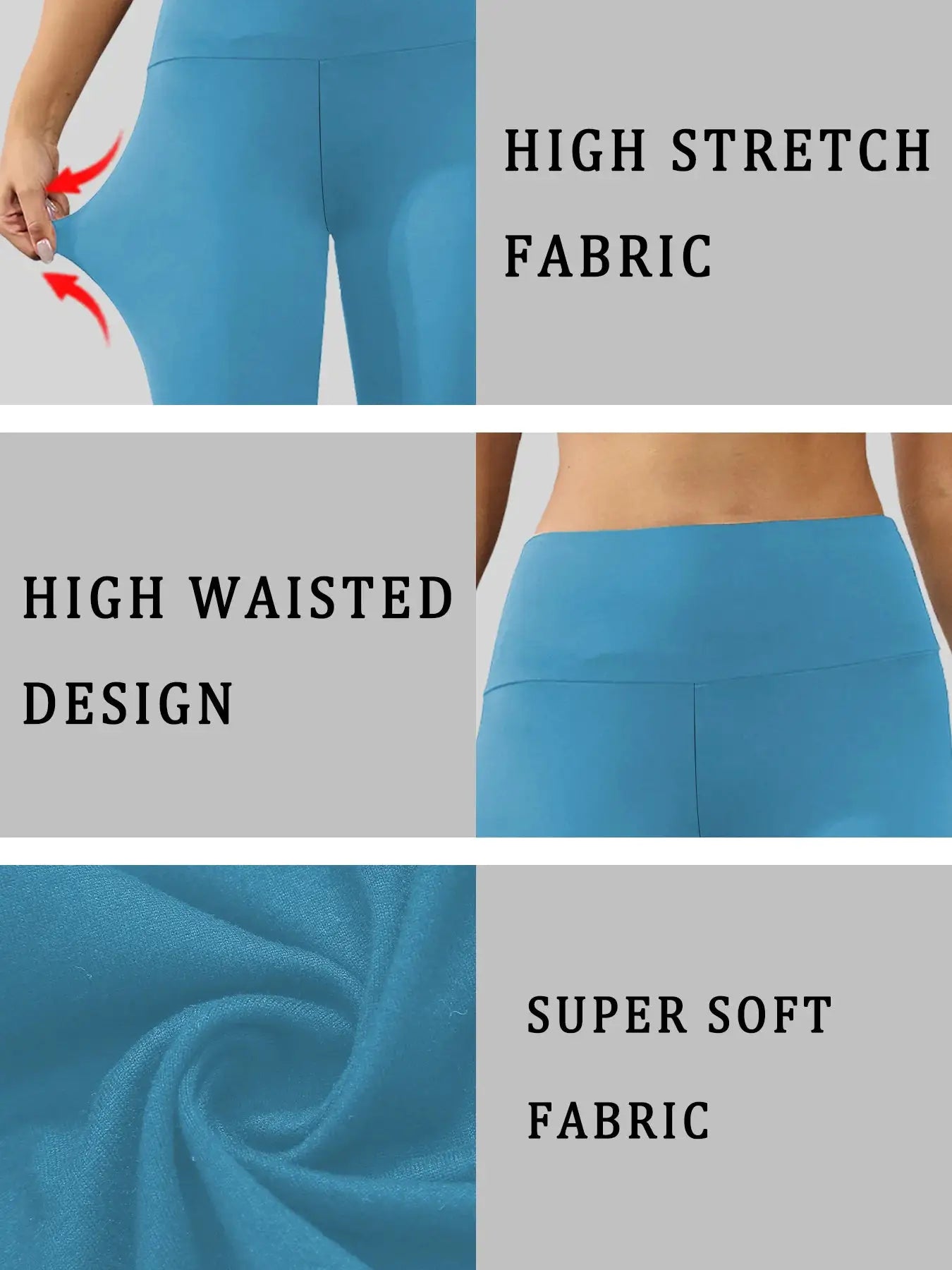 Women’s high-waisted blue Capri leggings by Simples Market in super-soft stretch fabric with tummy control