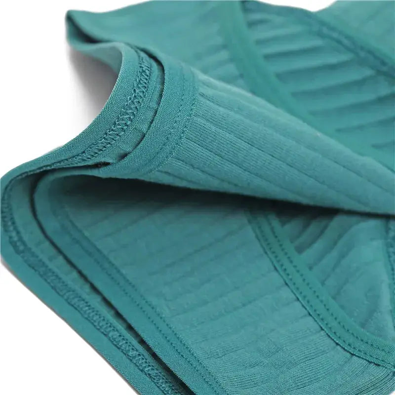 FINETOO 6-pack teal striped cotton panties, soft stretch briefs, Simples Market