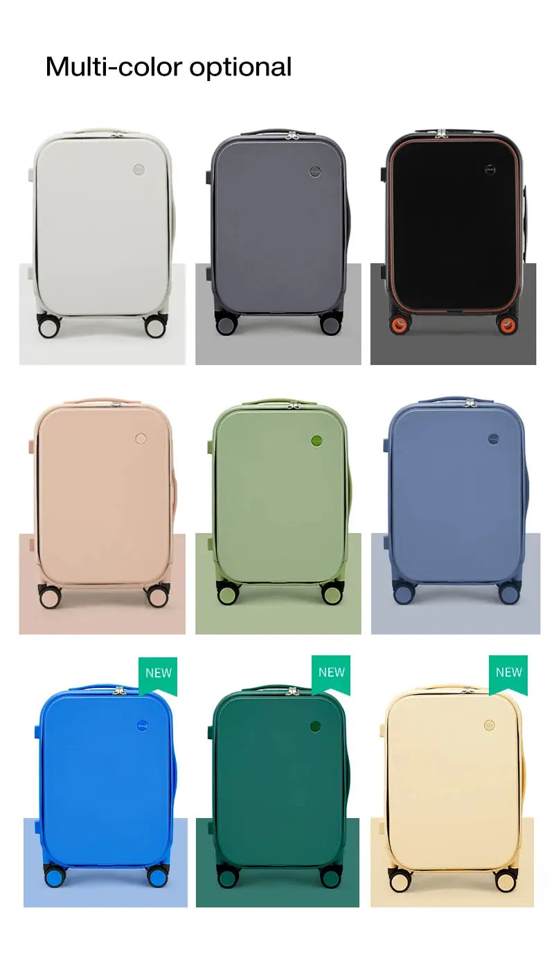 Mixi patent-design aluminum-frame carry-on suitcase by Simples Market in multiple colors (18/20/24in)
