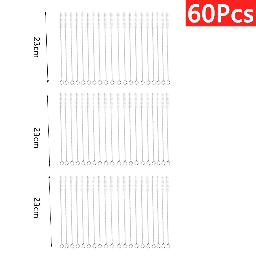 Stainless steel straw cleaning brushes set, 60 pcs, 23 cm long