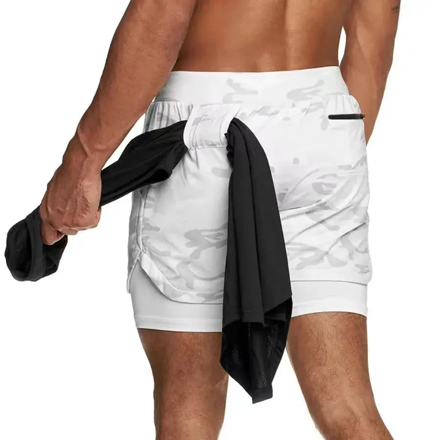 Camo 2 In 1 Running Shorts For Men Quick Dry Gym Fitness Shorts For Workout Training And Jogging