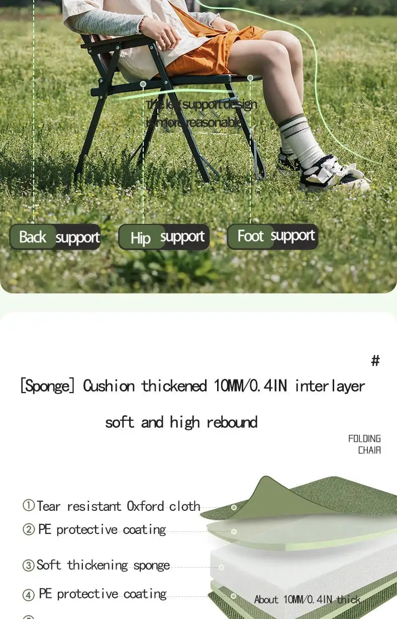 BISINNA outdoor folding camping chair by Simples Market, portable lounge chair shown outdoors on grass