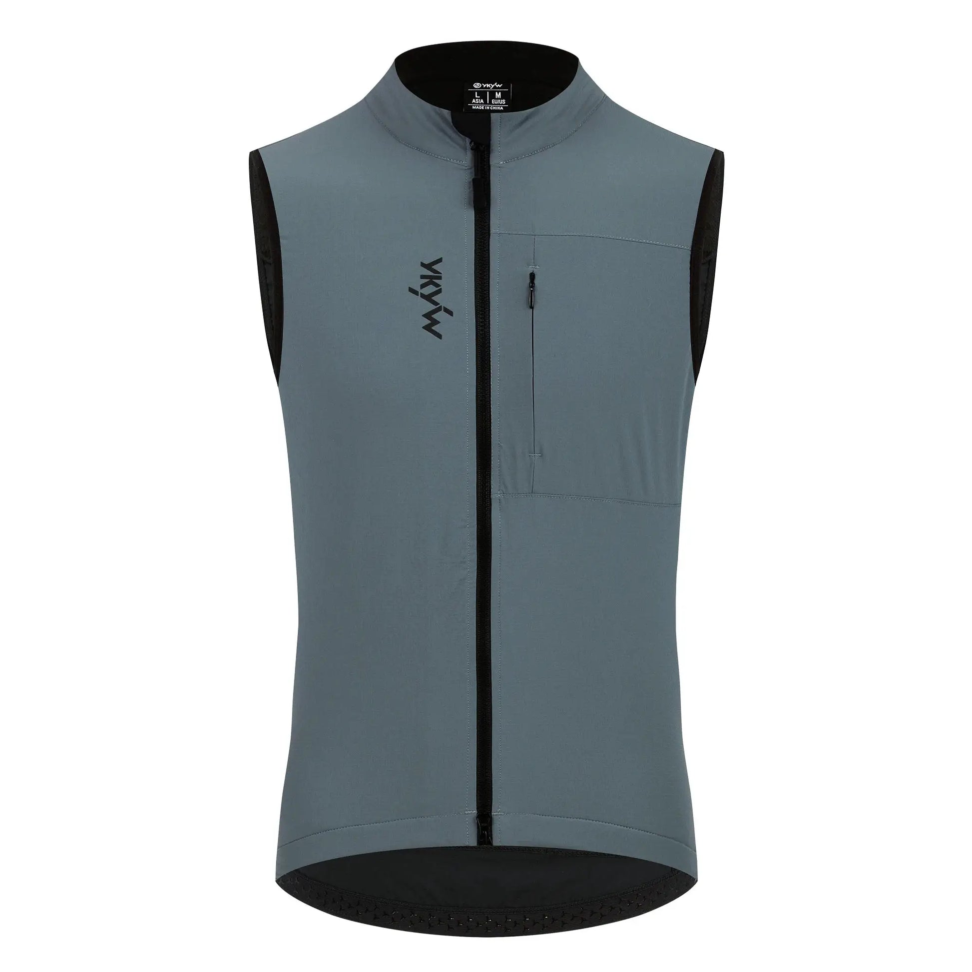 Simples Market YKYWBIKE men's cycling sleeveless windproof vest in blue-gray with full-front zip