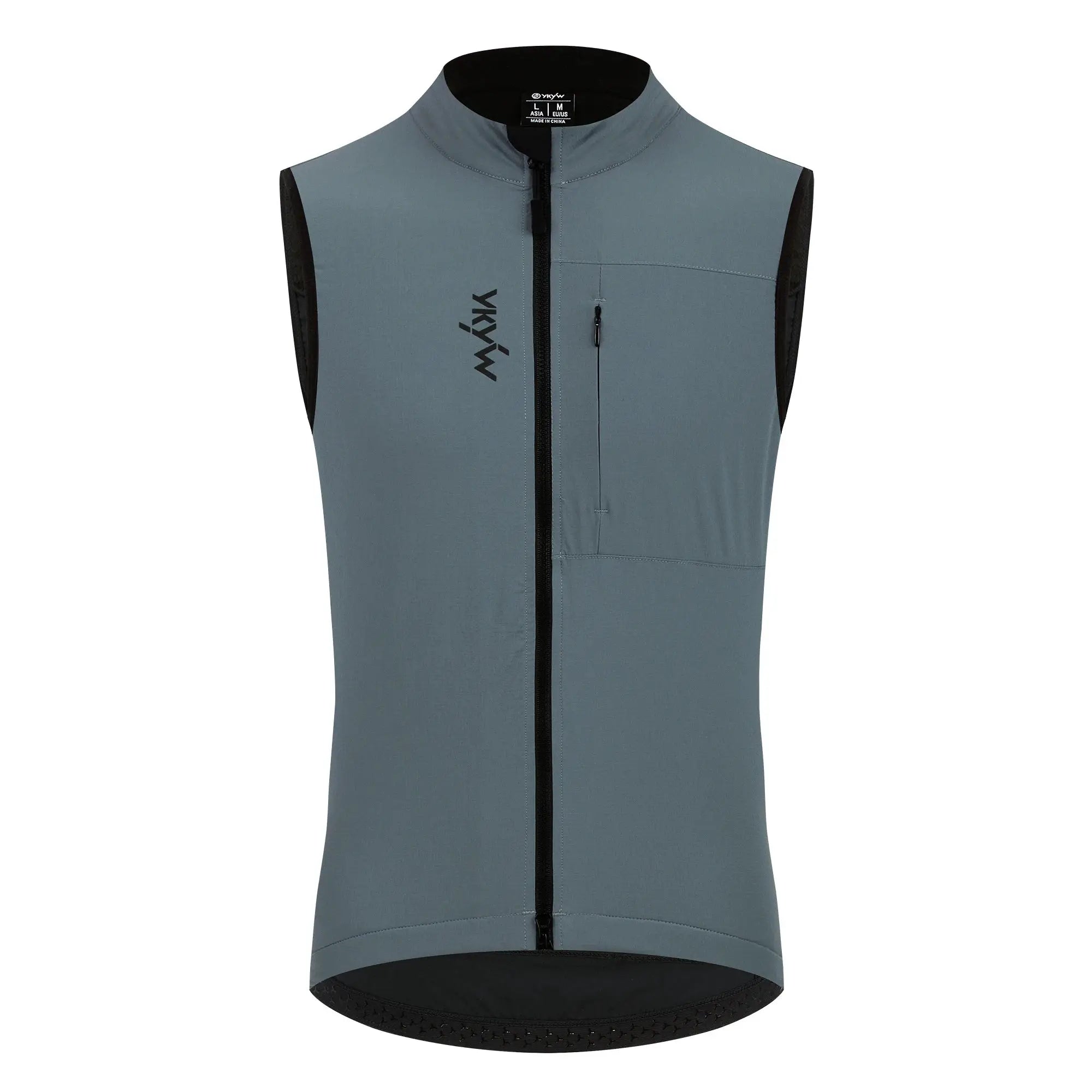 Simples Market YKYWBIKE men's cycling sleeveless windproof vest in blue-gray with full-front zip