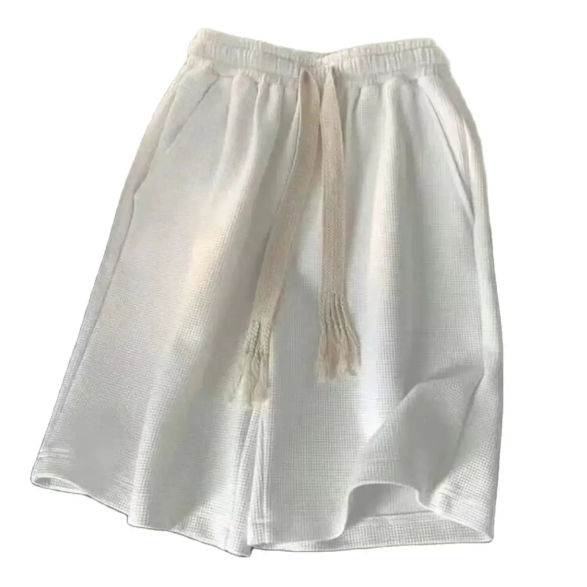 Men's white breathable shorts with drawstring, lightweight Simples Market sports shorts