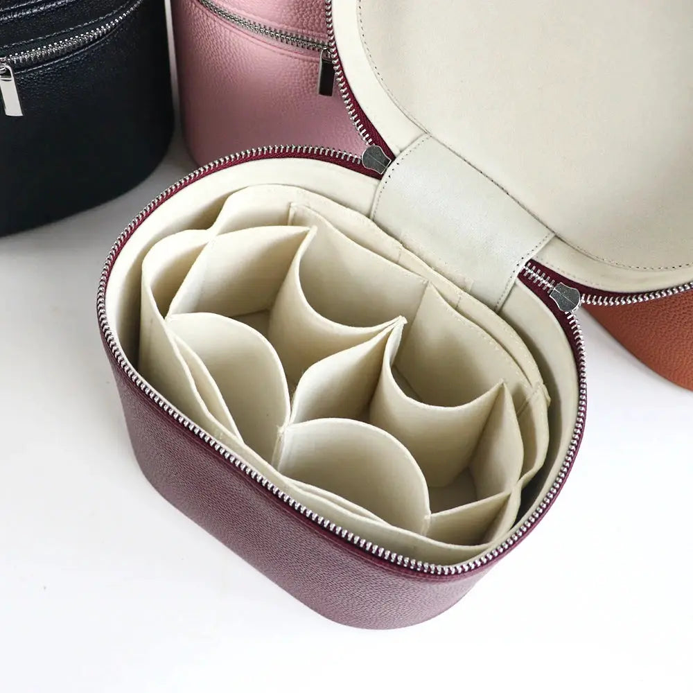 VoyageLux PU Leather Cosmetic Box With Internal Organizer Large Capacity Travel Makeup Bag With Customizable Names