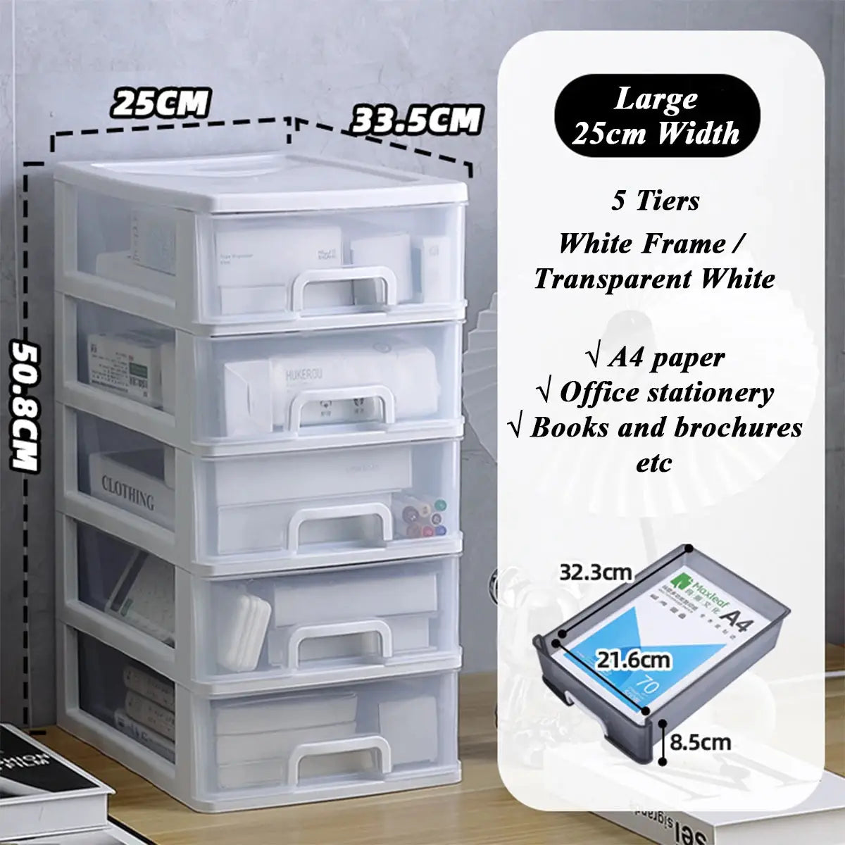 Clear Desktop Storage Box With Drawer Heightened Table Organizer Plastic Office Cabinet For Stationery Cosmetics