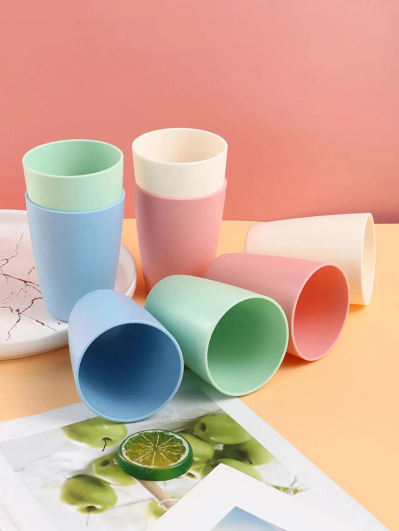 Colorful Reusable Plastic Cups Set 4 or 11 Pieces PP Material Perfect for Camping Picnics Kitchen Use