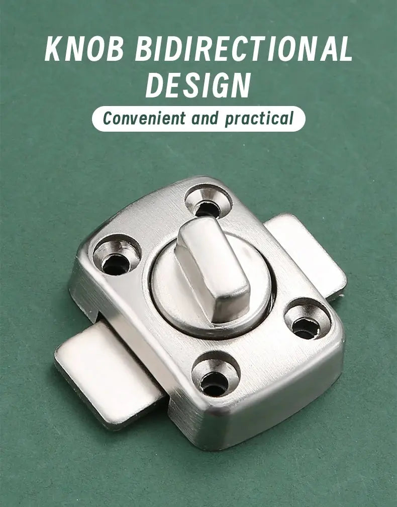 Simples Market chrome-plated metal door latch bolt with rotating knob for bathroom and toilet doors.