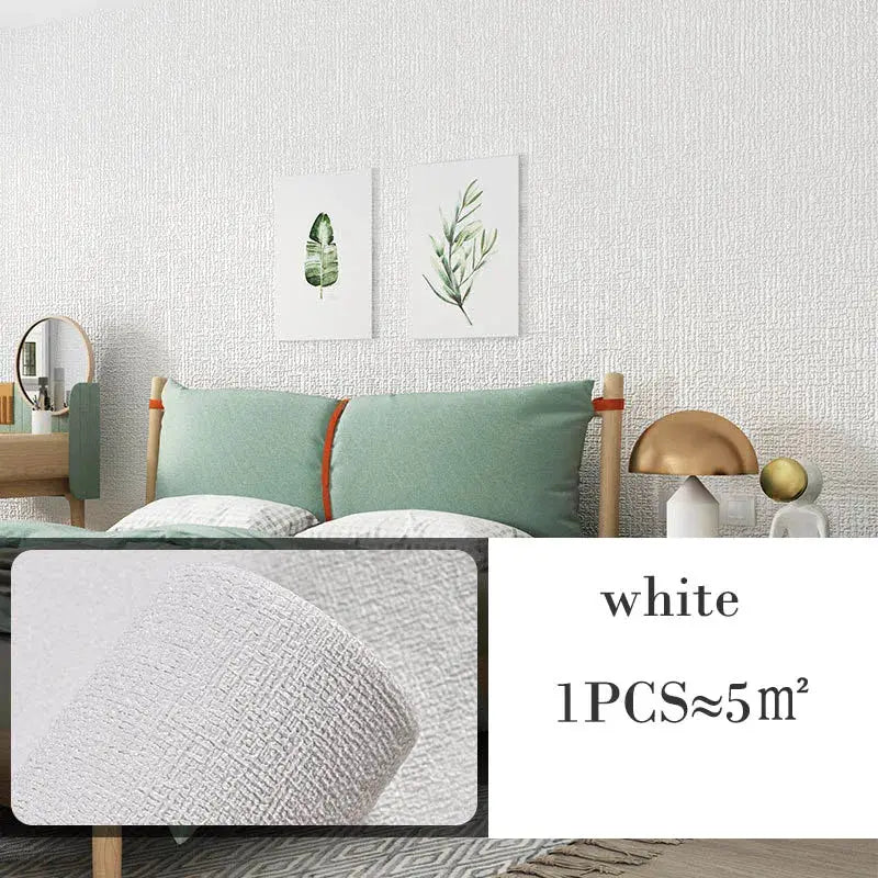 Self-adhesive thermal insulation wallpaper in white with linen texture (10m roll) by Simples Market