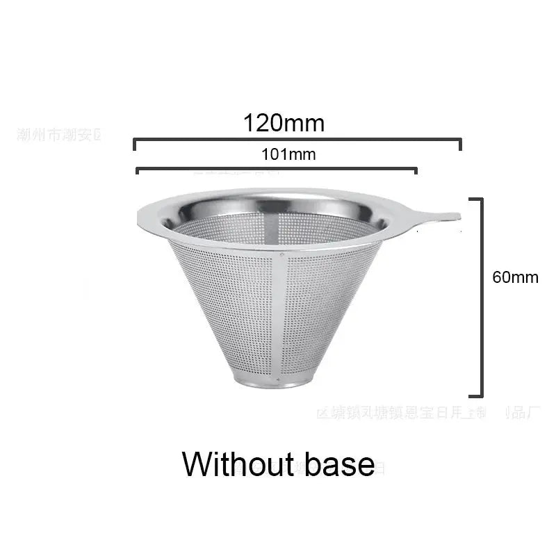 Reusable Coffee Filter Holder Double Layer Stainless Steel Cone Strainer Coffee And Tea Making Tool