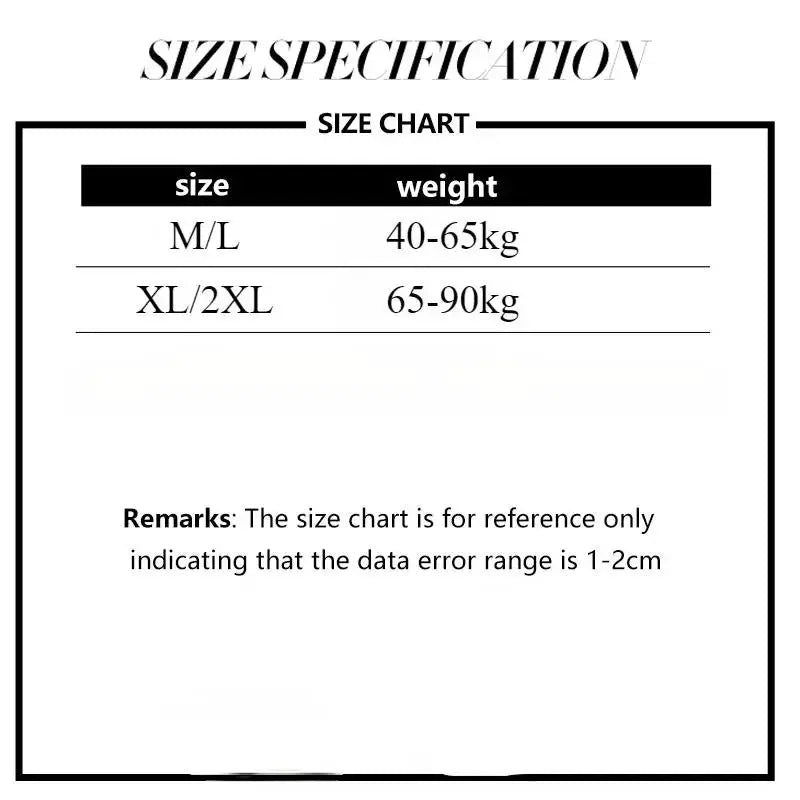 Simples Market women's sports bra size chart showing M/L and XL/2XL with weight ranges 40–65kg and 65–90kg