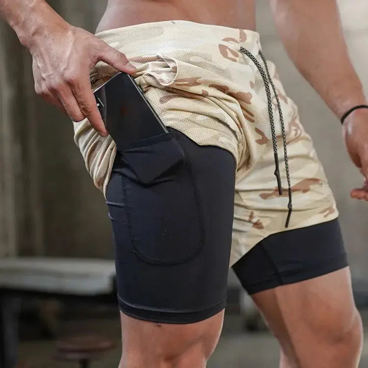 Camo 2 In 1 Running Shorts For Men Quick Dry Gym Fitness Shorts For Workout Training And Jogging