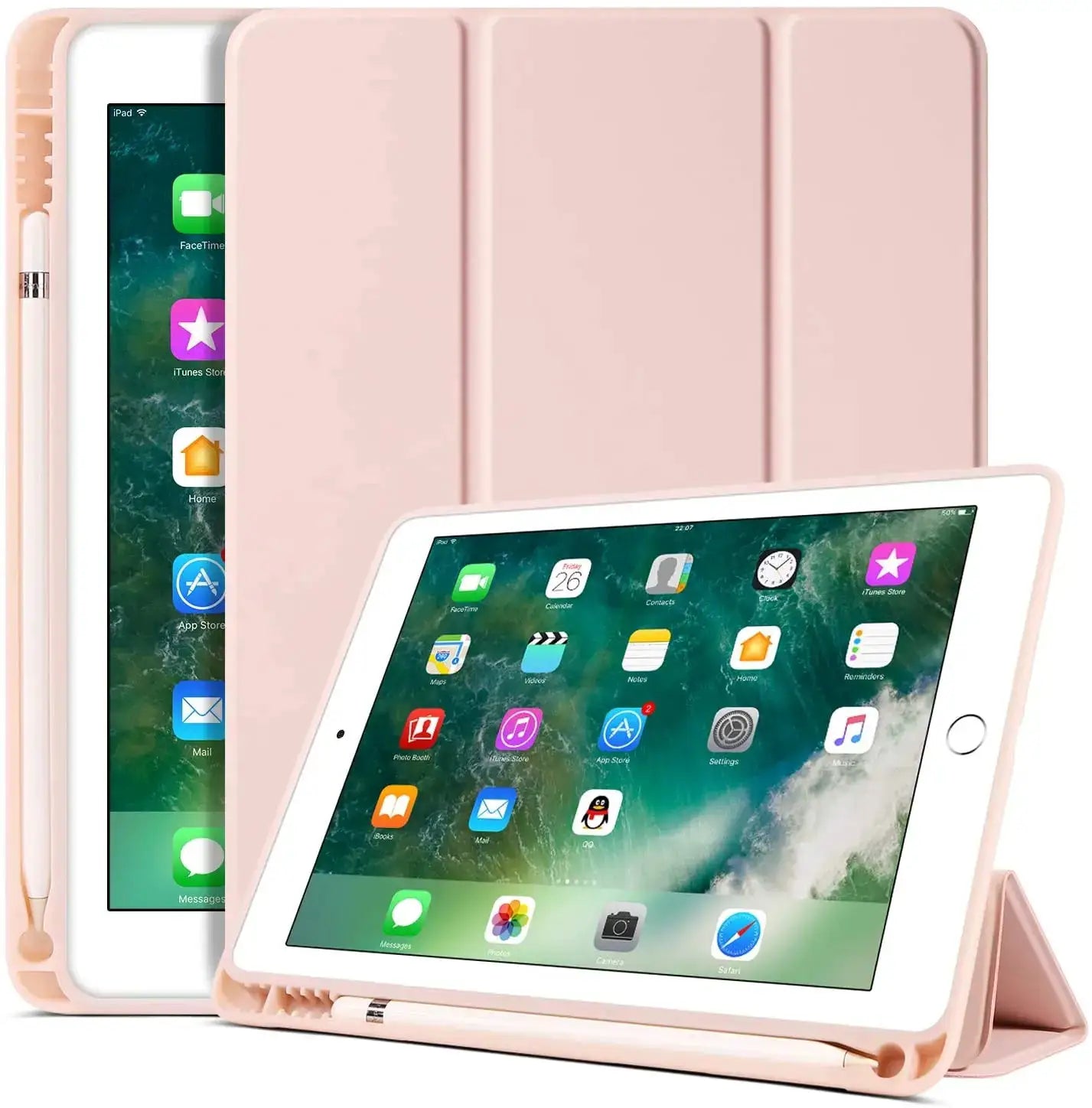 Funda Pencil Holder iPad Case With Durable PU Shockproof Waterproof Protective Cover For All iPad Models