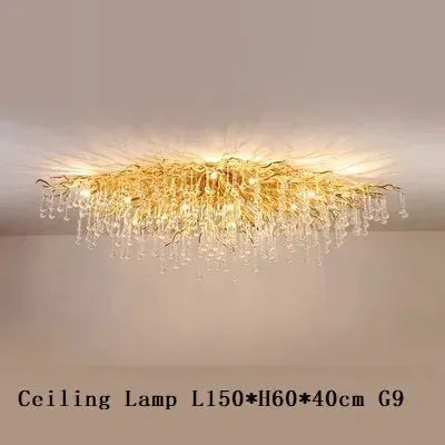 Royal Nordic luxury crystal chandelier, gold chrome water-drop pendant ceiling light for living room by Simples Market