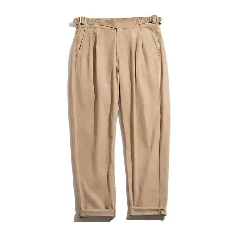 Maden Vintage Khaki Gurkha Pants from Simples Market, adjustable high-waist, casual cargo work trousers