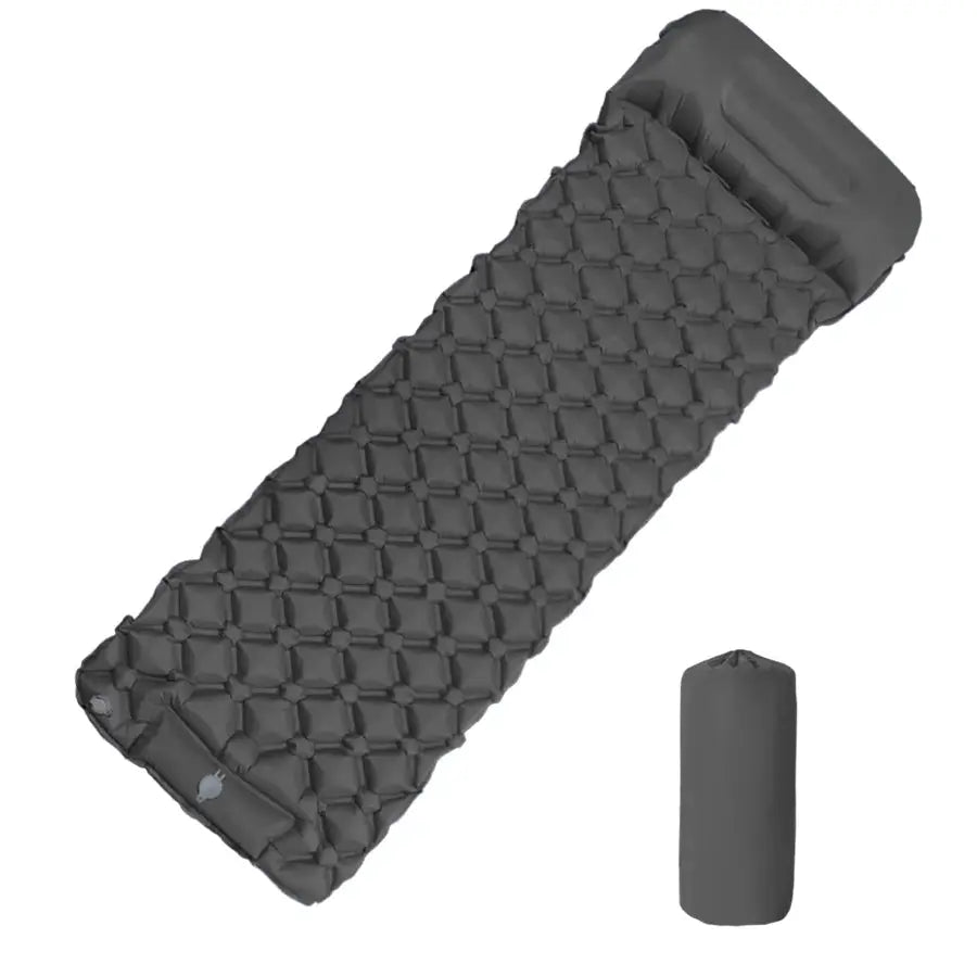 Outdoor Camping Inflatable Sleeping Pad With Built In Pillow And Inflator Pump Ultralight Air Mat For Hiking
