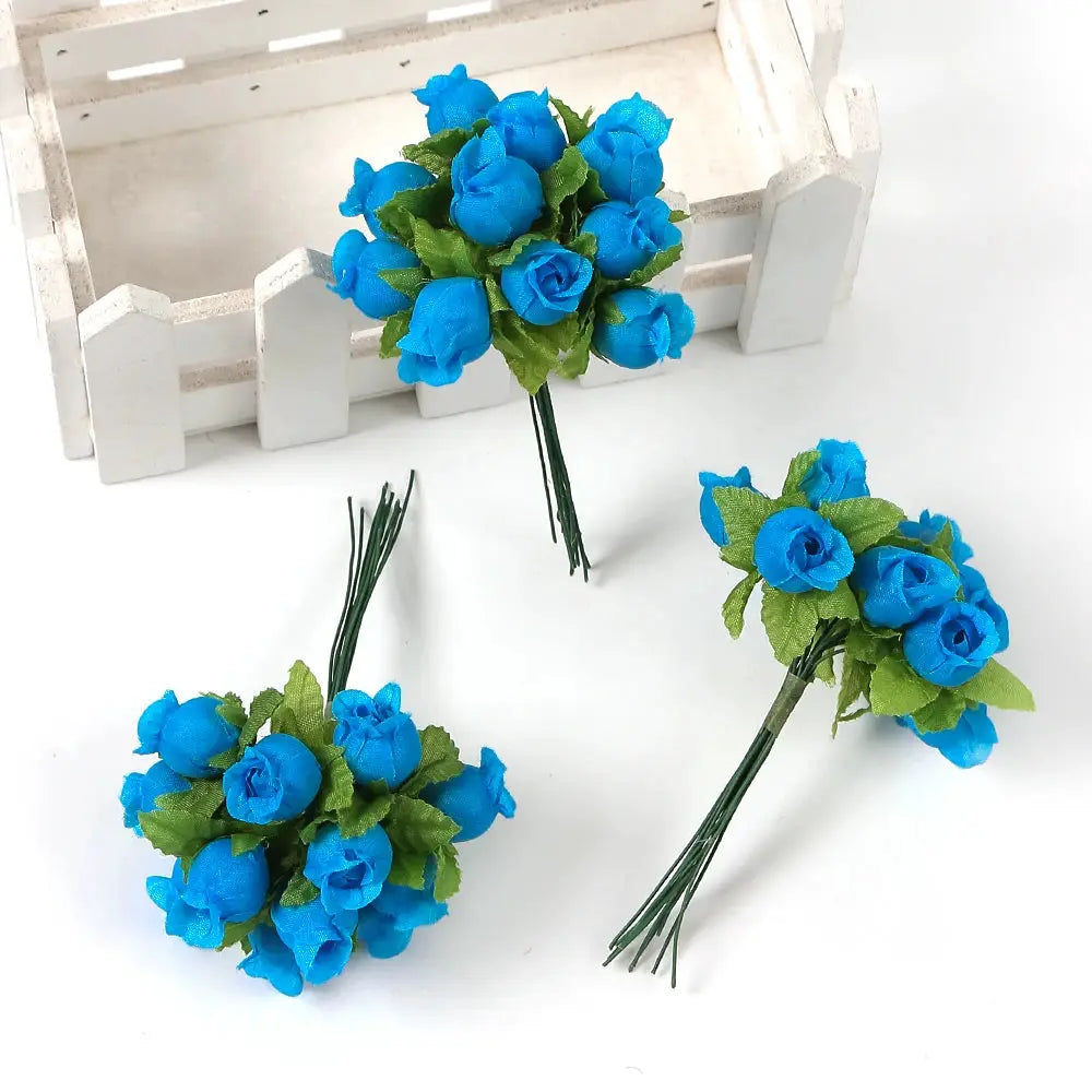 12 Pieces Mini Artificial Rose Bouquet Silk Roses for Home Decor and Wedding Decor Craft Wreath Gift