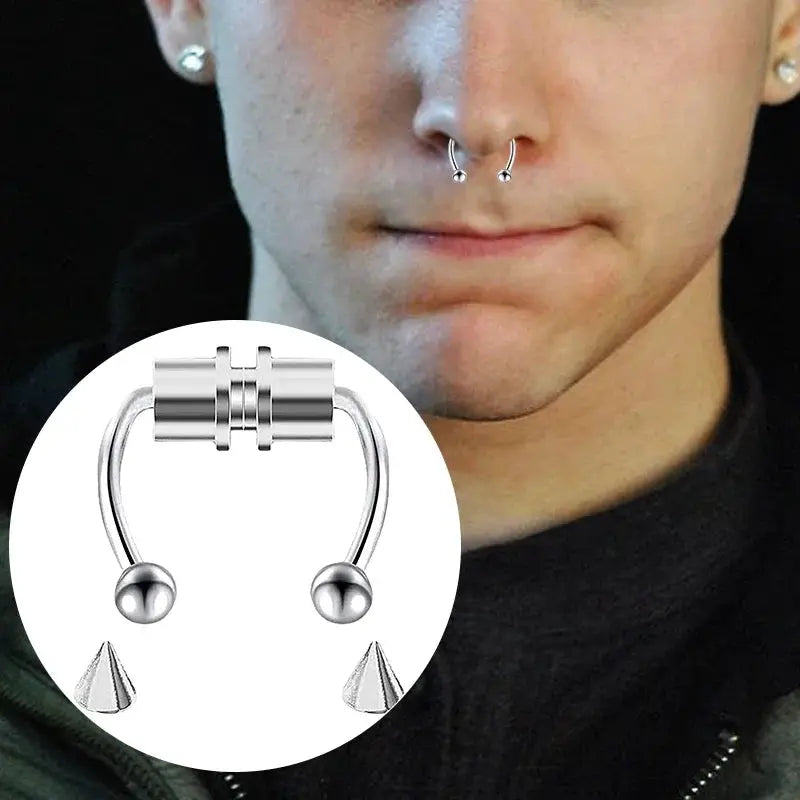 Magnetic Nose Ring Hoop Septum Clip Non Piercing Stainless Steel Hip Hop Punk Fashion Jewelry for Women