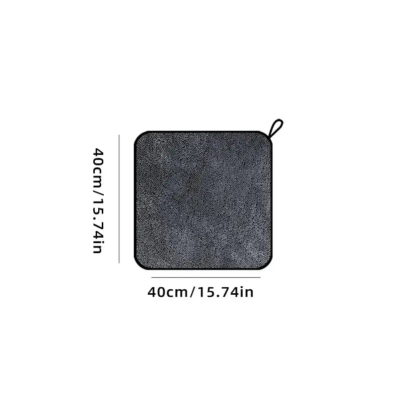 Microfiber cleaning cloth, dark gray with corner loop, 40cm square