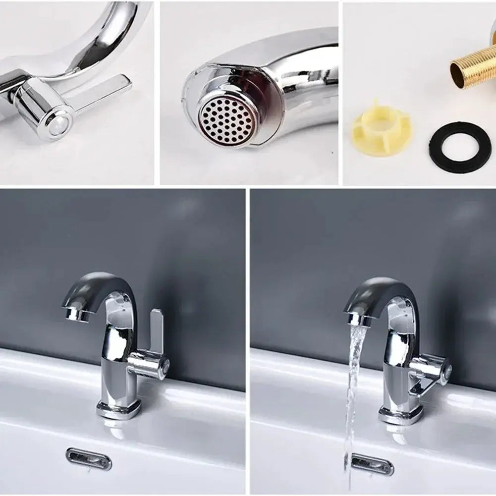 Basin faucet by Simples Market, chrome, single-lever, deck-mounted, cold-water only, with ABS purifier and install kit