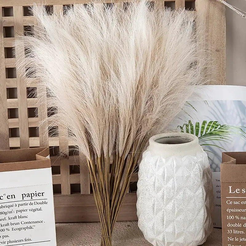 10pcs artificial pampas reed bouquet beige for bohemian home decor