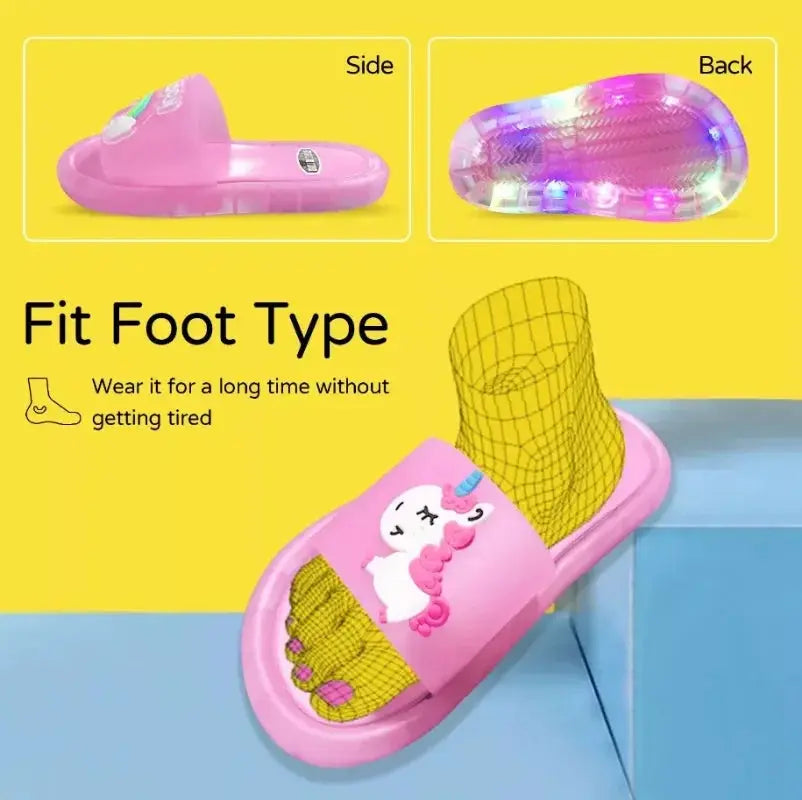 Children's Lighted Unicorn Slippers Cartoon Animal Prints for Boys and Girls Kids Toddler Shoes