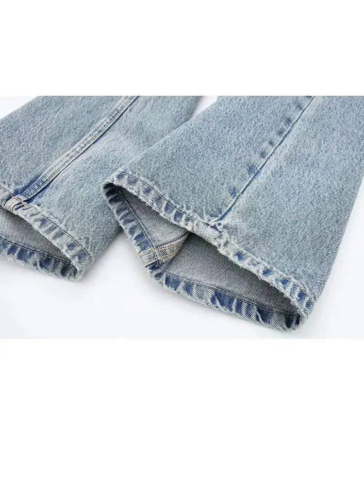 HH 2024 Womens Distressed Patchwork Denim Jeans High Waist Ripped