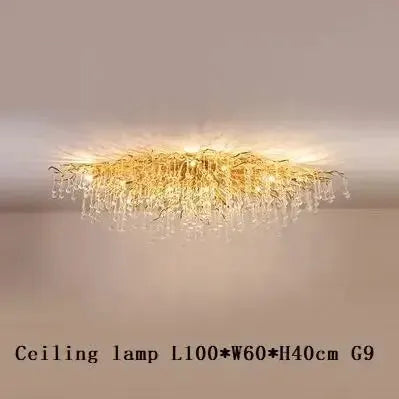 Royal Nordic crystal chandelier, gold-chrome water-drop pendant ceiling light.