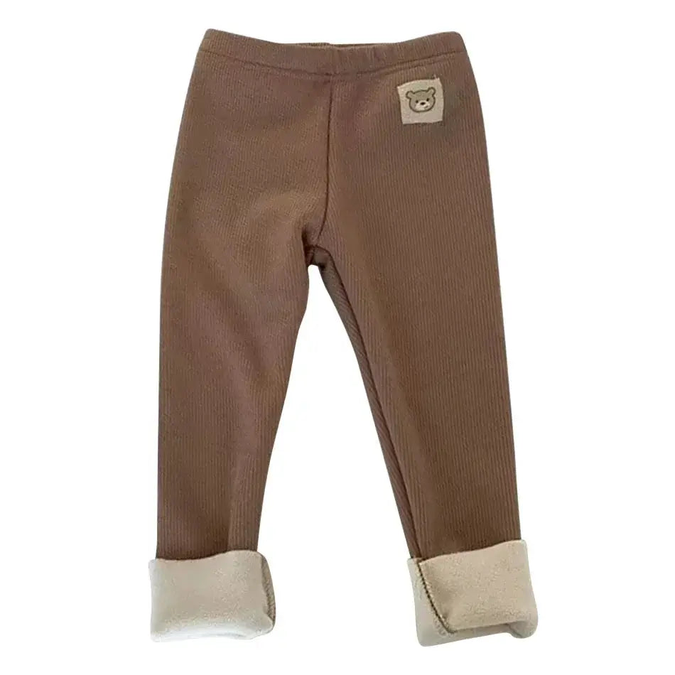 Sonkpuel Korean Autumn Winter Children Fleece Lined One Piece Pants Warm Cartoon Trousers For Boys And Girls