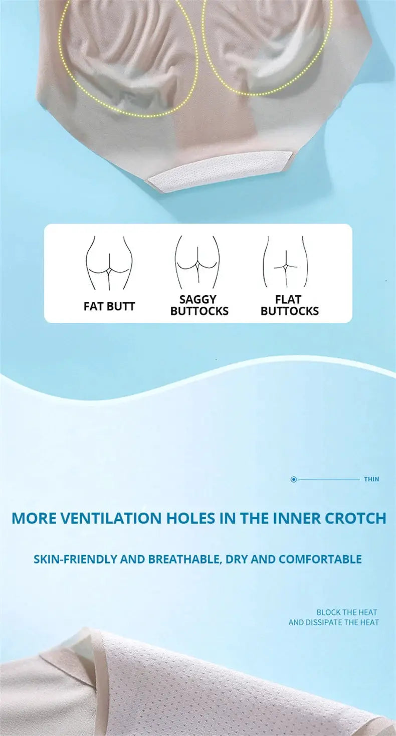 Flarixa ultra-thin ice-silk seamless high-waist panties, beige, tummy-control underwear by Simples Market