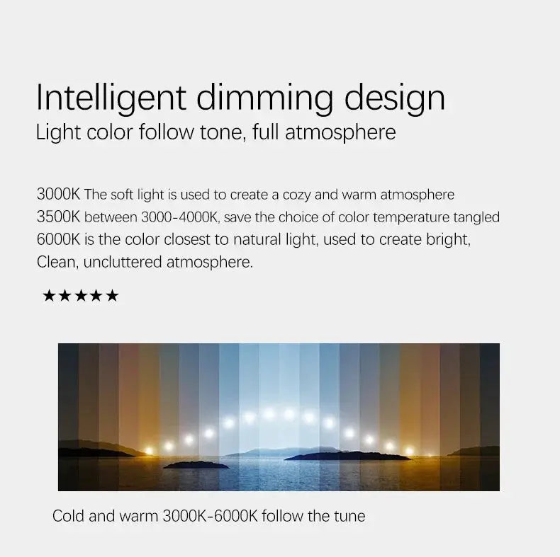 Nordic ceiling chandelier by Simples Market with intelligent dimming and 3000K-6000K color temperature