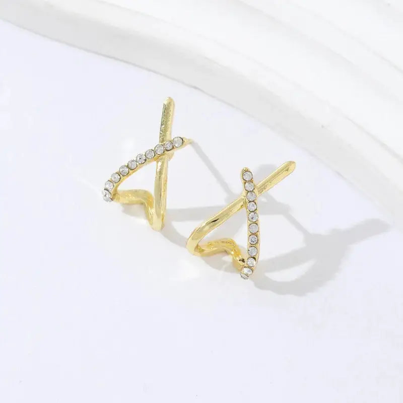 LATS Trendy Gold Color Cross Stud Earrings For Women Dainty Minimalist Earrings Fashion Jewelry Party Gifts Wholesale