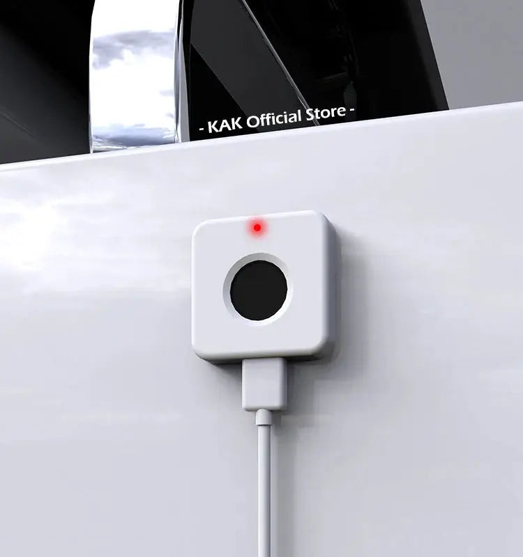 KAK Biometric Fingerprint Lock, white drawer lock with circular sensor and red LED indicator