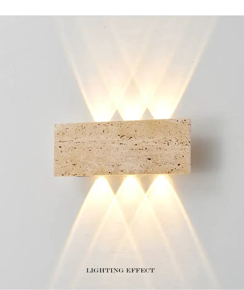 Simples Market Wabi-sabi outdoor waterproof stone LED wall lamp, 12W, beige natural-stone wall sconce