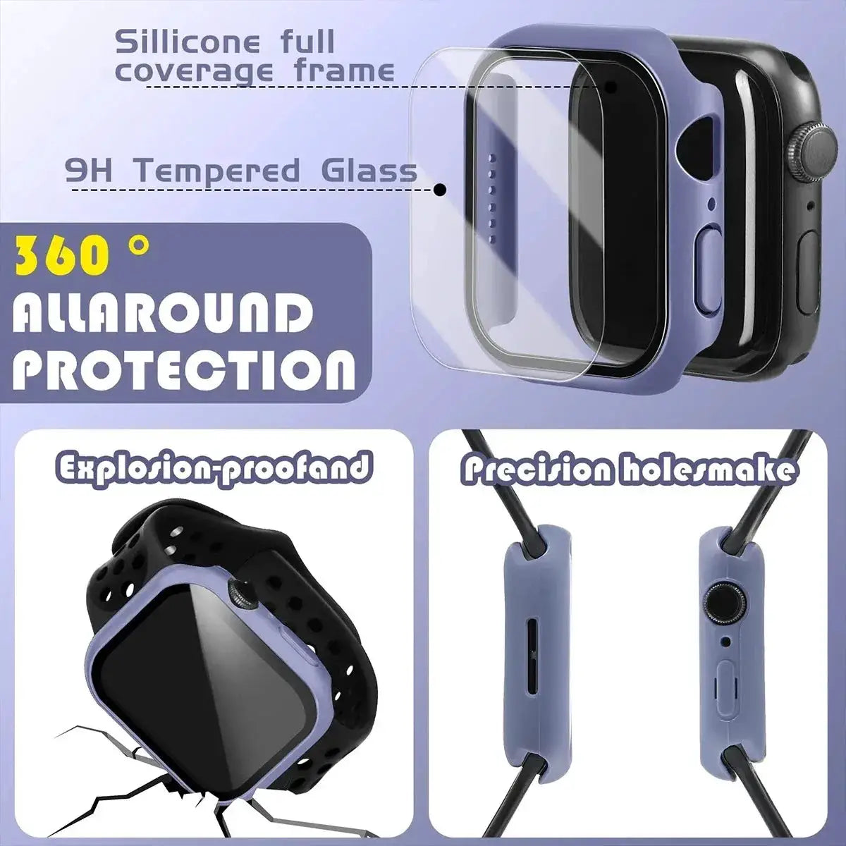 Glass+Cover For Apple Watch case 44mm 40mm 41 42 45 mm 49mm 46mm Screen Protector iWatch series Ultra 10 9 8 7 6 SE 5 Accessorie