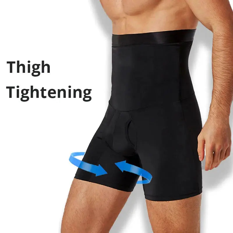 Men's high-waist tummy-control shapewear shorts in black by Simples Market
