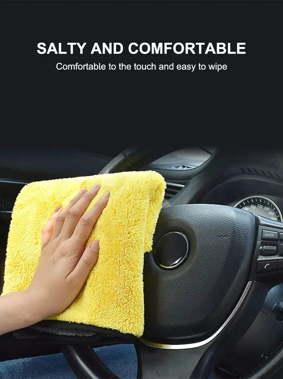 SEAMETAL yellow microfiber car wash towel for detailing and drying.