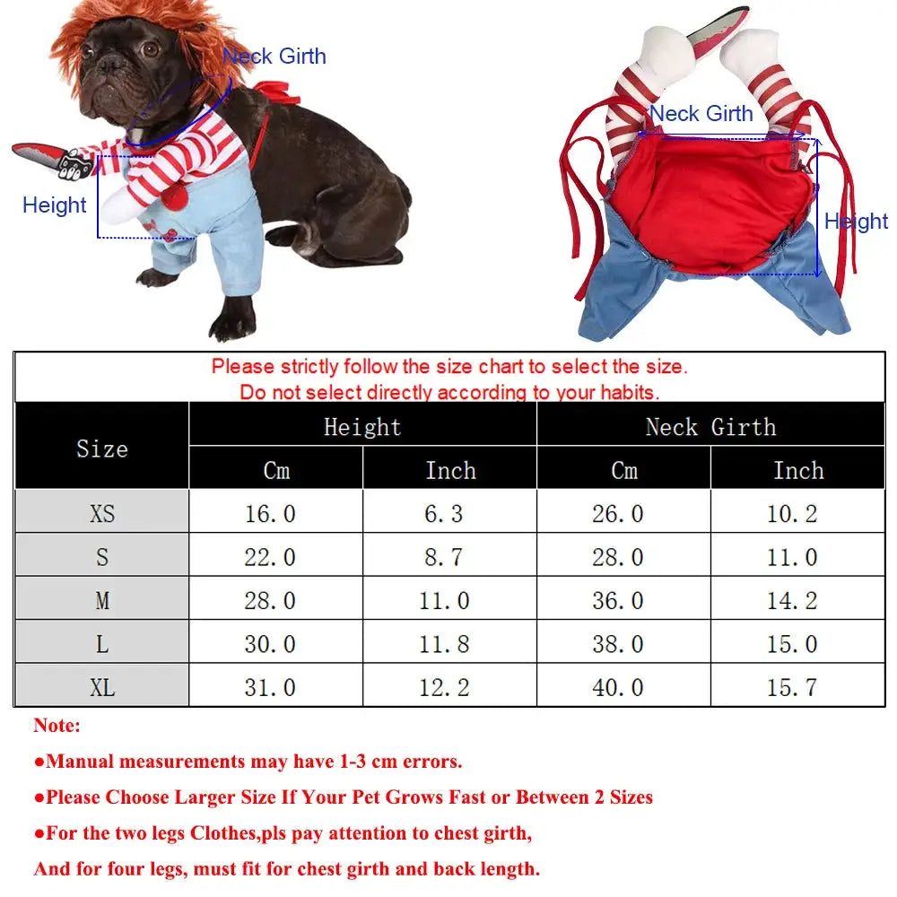 Funny Cat And Dog Halloween Costume Jumpsuit For Small To Medium Pets Soft Warm Cat Coat Cosplay Outfit
