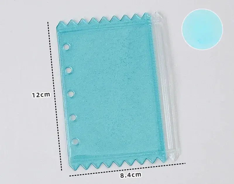 Blue 5-hole binder pocket with zipper, PVC waterproof document folder
